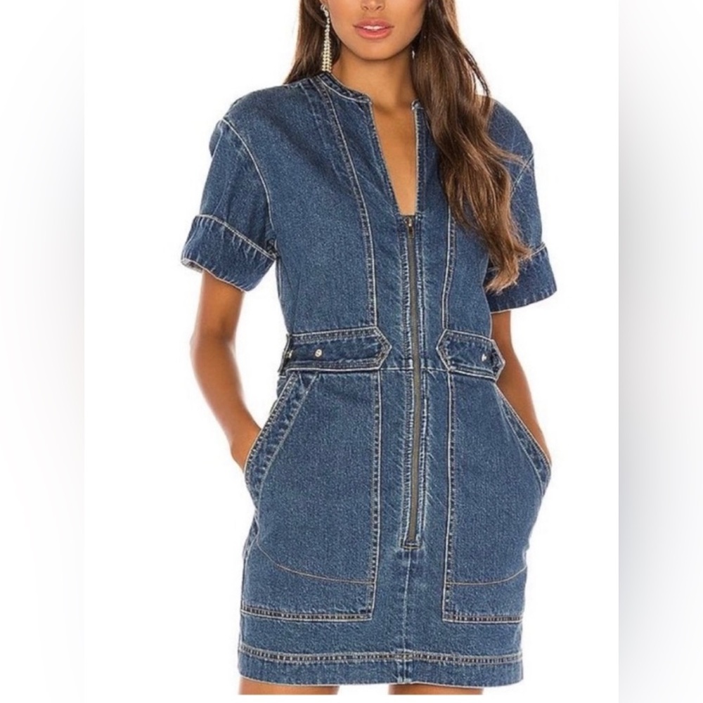 Free People Dream On Denim Mini Dress size XS